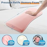 Vista 7 de Almohada de apoyo lumbar para cama: almohada de espuma viscoelástica para aliviar el dolor de espalda baja para dormir, almohada ergonómica para Rosa