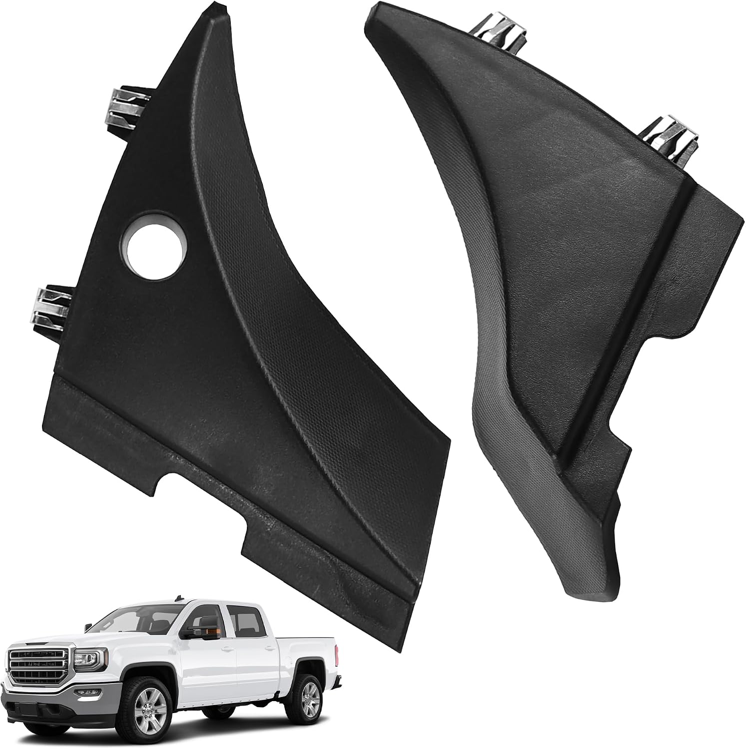 23178017 22776513 1 Pair Windshield Wiper Cowl End Cap Panel | Compatible with 2014-2020 Chevrolet Silverado 1500 LD, 2500HD, 3500HD, GMC Sierra 1500 Limited, 2500HD, 3500HD