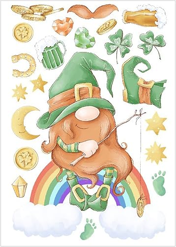 Pomobie Adhesivos para ventana del día de San Patricio para decoración de ventana de vacaciones, gnomo duende, suministros de fiesta, decoraciones
