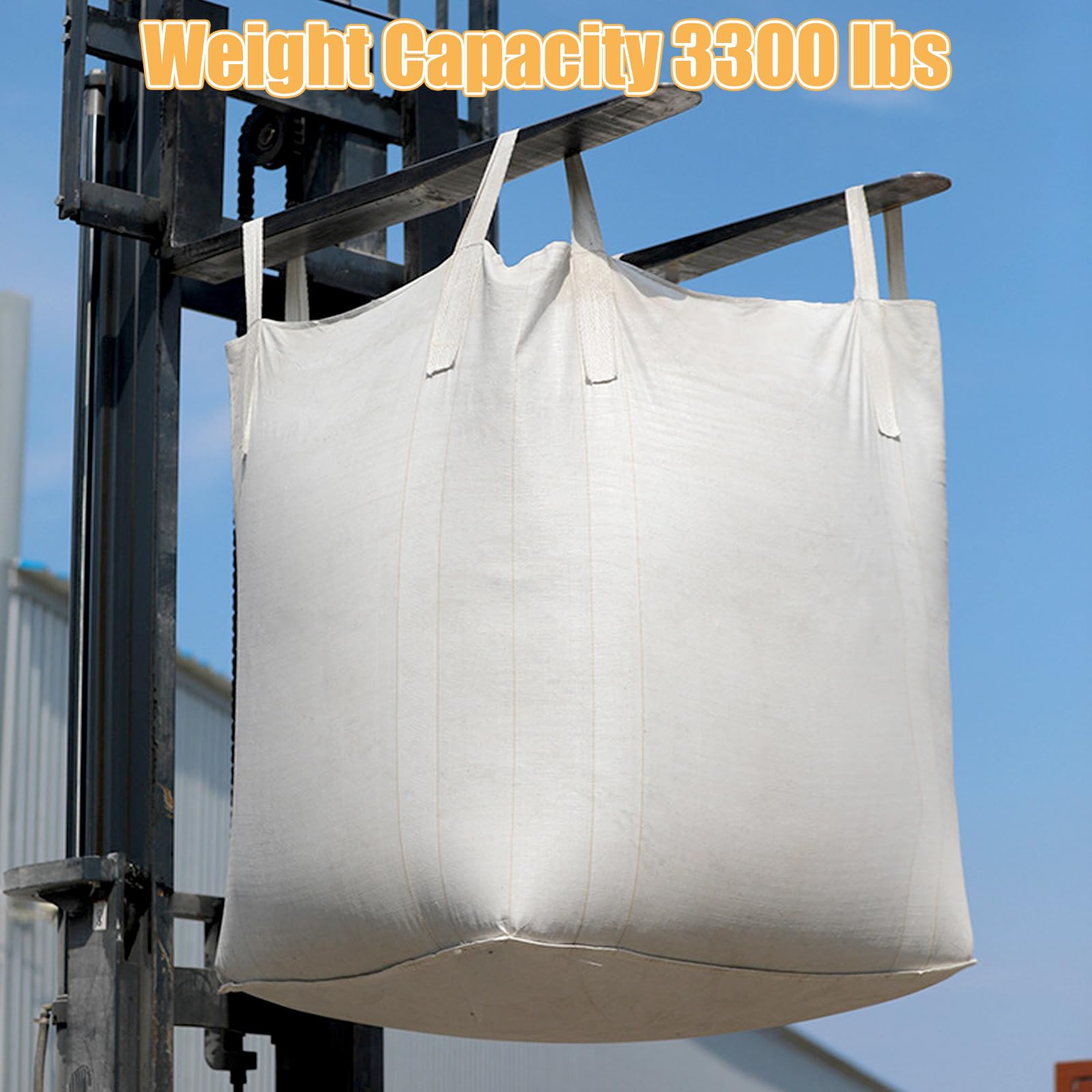 DAJAVE 2 Stück Big Bag 90x90x110 cm Big Pack Säcke für Bauschutt, Holz, Gartenabfall, Sand - Bauschuttsäcke, 1.500kg mit 4 Hebeschlaufen für Transport