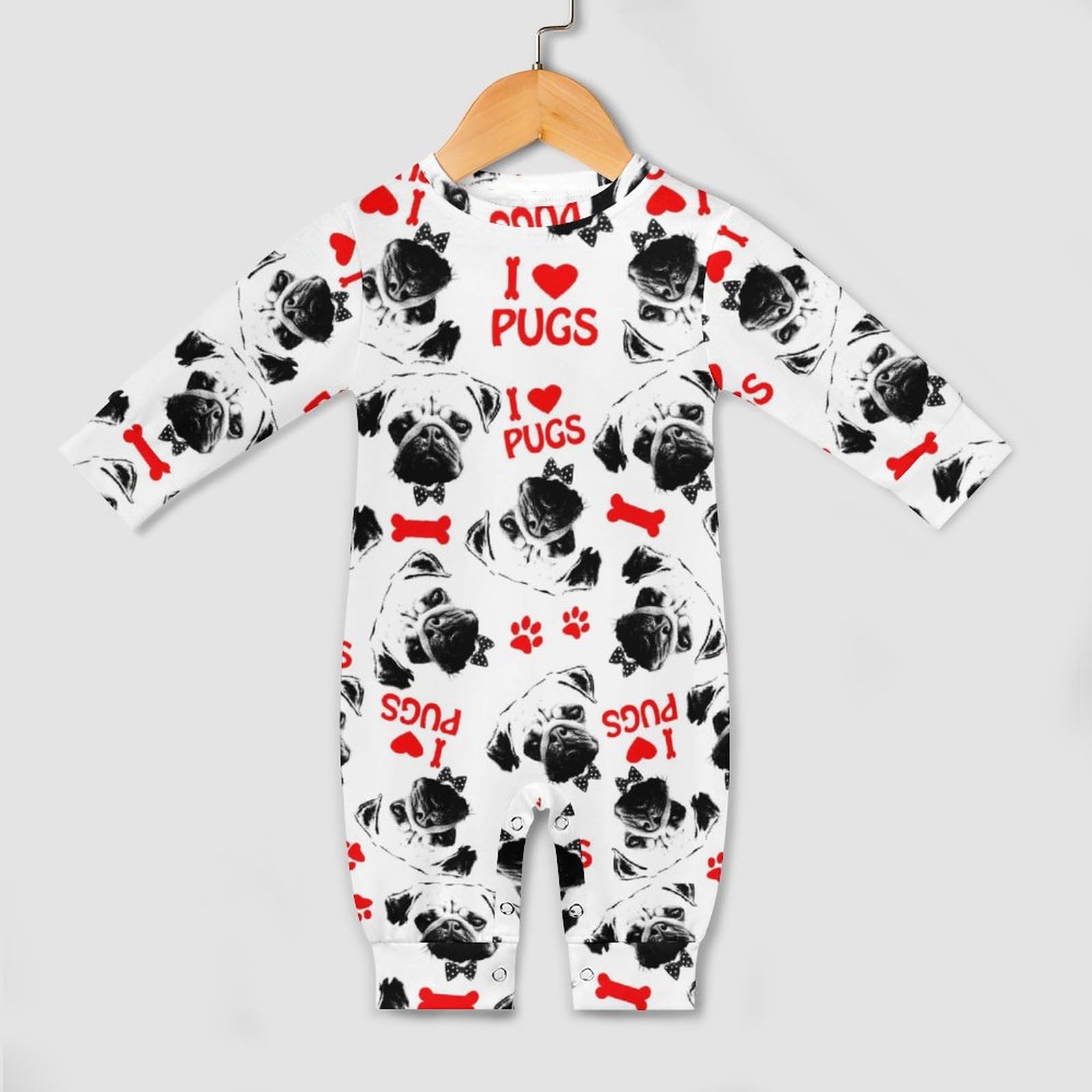 Amazon.co.jp: ロンパース パグ 犬 パグ柄 かわいい 骨 カバーオール 