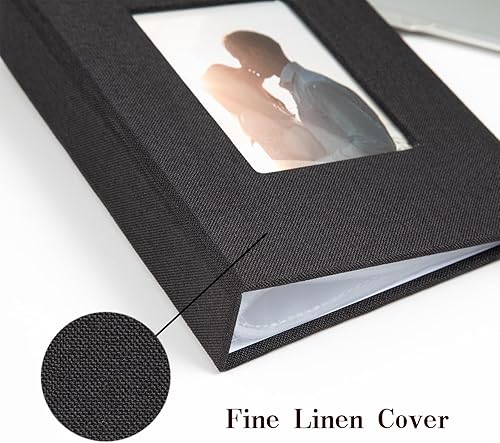 Miniatura 4 de Spbapr Álbum de fotos pequeño de 4 x 6 pulgadas, paquete de 2 mini libros de fotos con cubierta de lino, 26 bolsillos con capacidad para 52 fotos