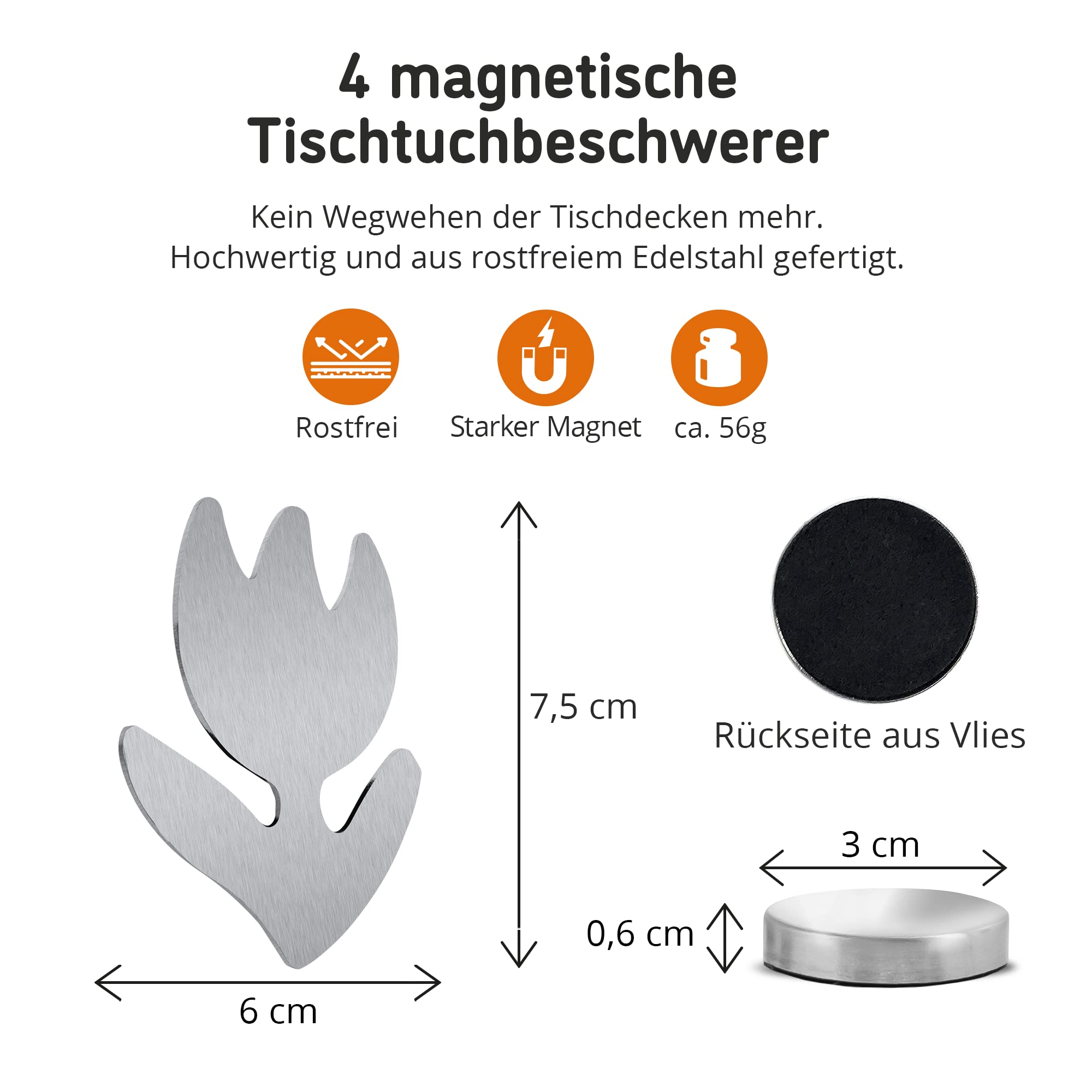 Pesi Magnetici Per Tovaglia Con Quadrifoglio - 8 Pezzi In Acciaio Inox, Ferma Tovaglia - Foto 8
