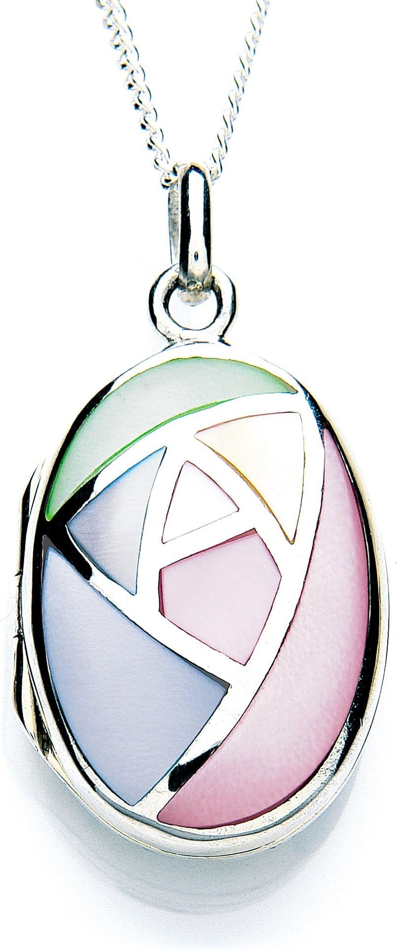 MiChic Mother of Pearl Silver Locket with Chain