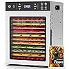 HOPERAN Food Dehydrator - 12 Stainless Steel Trays Dehydrators, 800W Electric Dehydrator Machine with 4 Presets, Digital Timer & Temperature Control for Herb, Dog Treats,Meats & Veggies (12 Trays)
