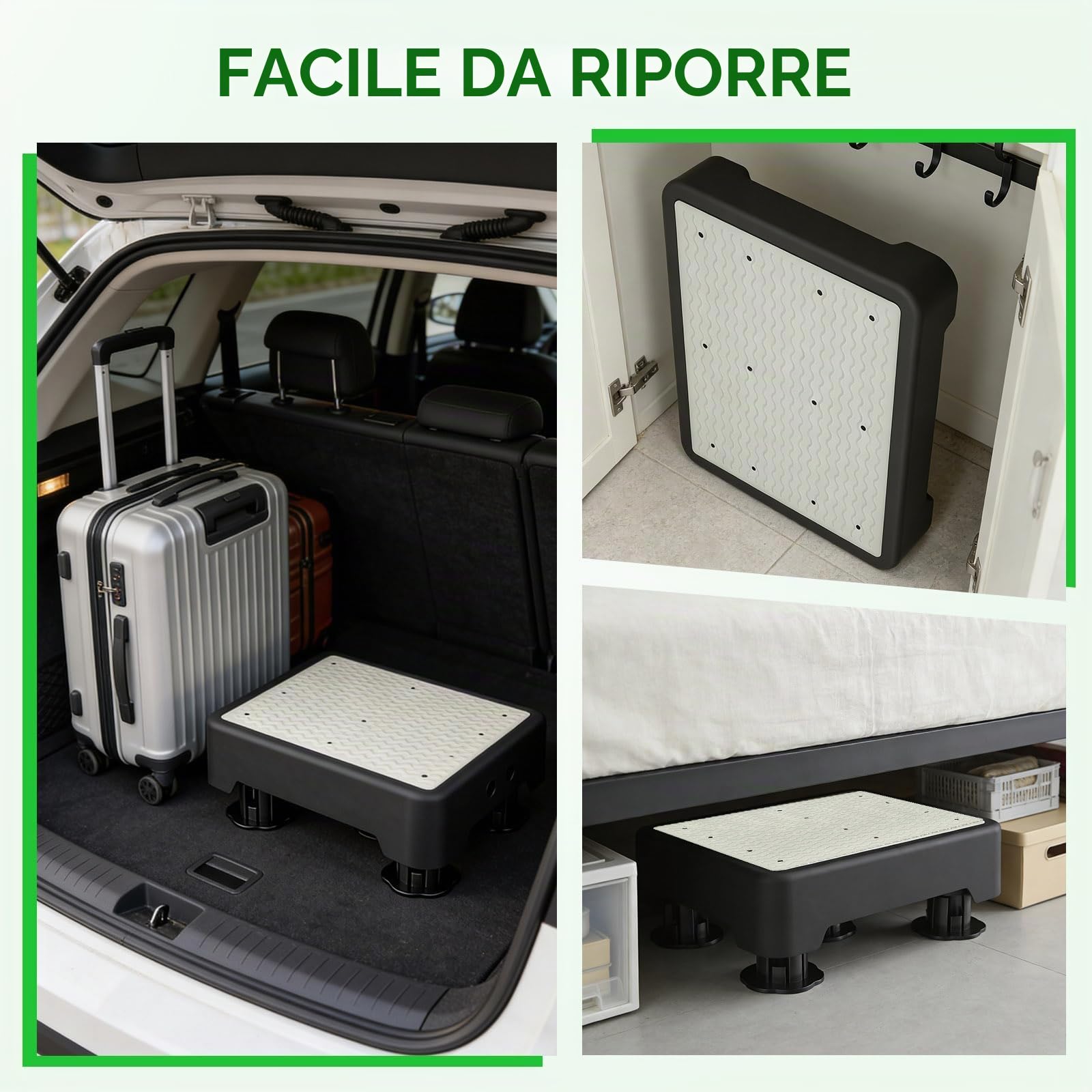 Sgabello di Supporto Mezzo Gradino, Gradino Antiscivolo per Anziani, max. 250 kg, 42 * 32 cm, sgabello per uso Interno ed Esterno per Anziani, Doccia, Vasca da Bagno, Auto