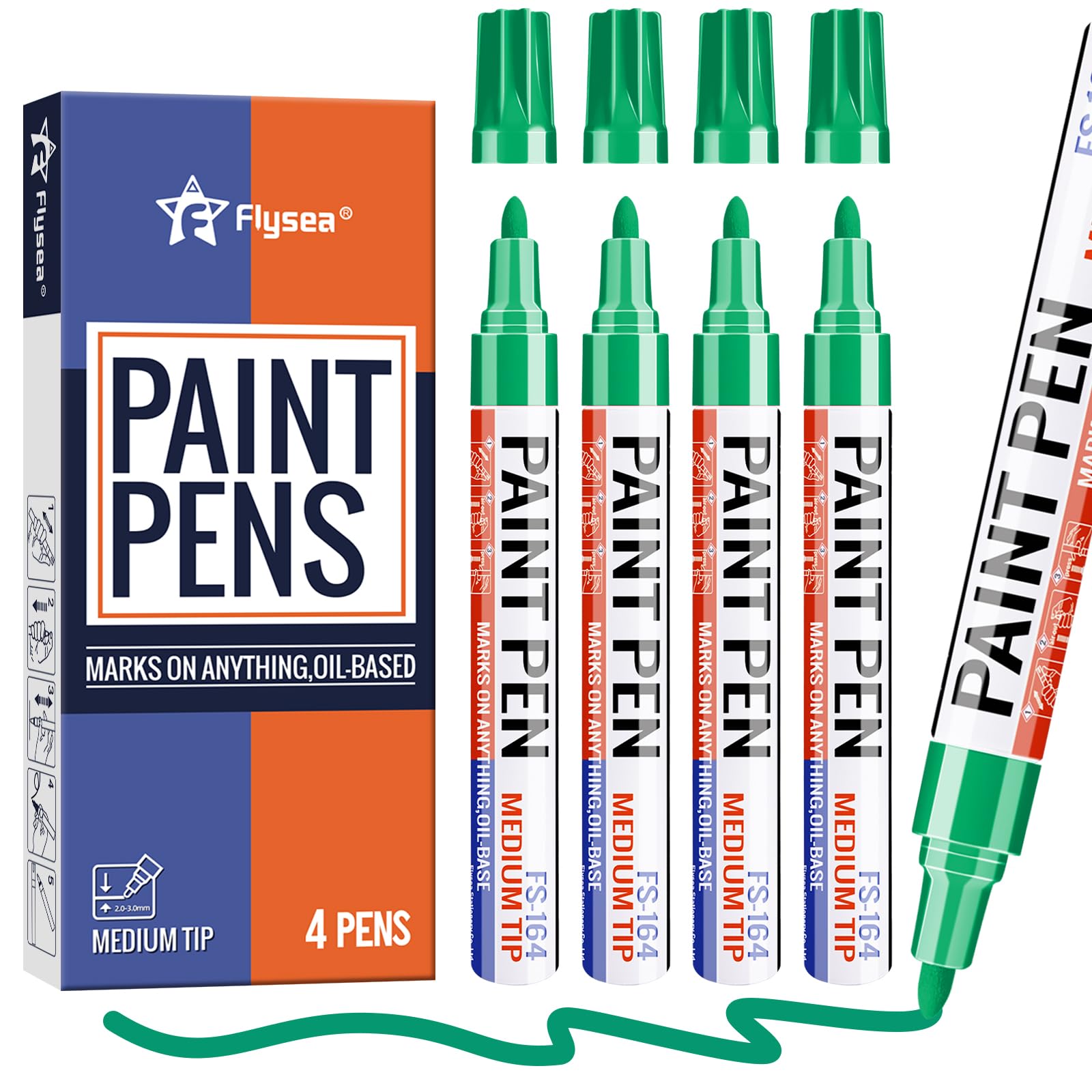 Alitastro Paint Pens - 4 Pack & 8 Pack Permanent Oil-based Paint Markers, Waterproof & Quick Drying Medium Tip Marker Pen for Rock Painting, Tires, Wood, Plastic, Canvas, Mugs, Stone
