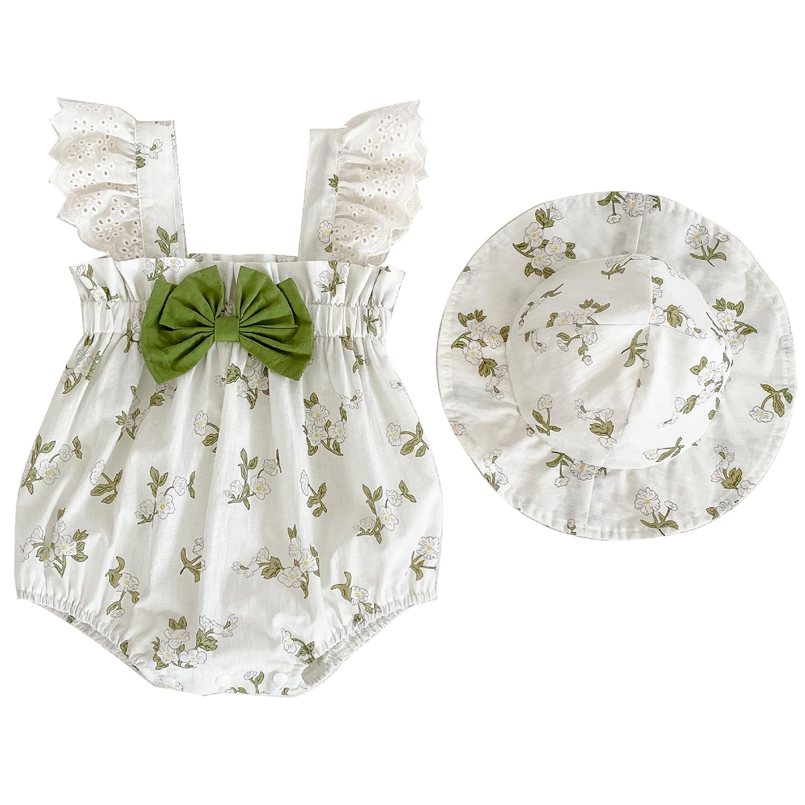 Yanmucy Bebé Niña Ropa de Verano Bebé Niño Niña Vestido con Volantes y Sombrero de Algodón Sin Mangas de 0 a 12 Meses