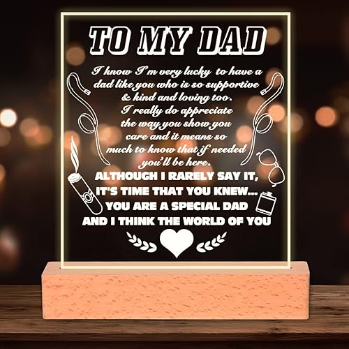 Smilco Regalos de cumpleaños para el día de San Valentín para papá, lámpara de luz nocturna acrílica, regalo para mi papá, regalo de agradecimiento, disponible en Yaxa Peru