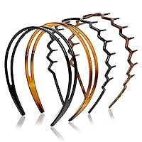 Vista 9 de WOVOWOVO Diademas en zigzag para mujeres, adolescentes, niñas, hombres, bandas de plástico para el cabello con dientes, bandas finas en zigzag