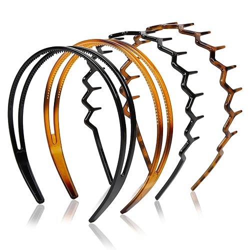 Miniatura 9 de WOVOWOVO Diademas en zigzag para mujeres, adolescentes, niñas, hombres, bandas de plástico para el cabello con dientes, bandas finas en zigzag