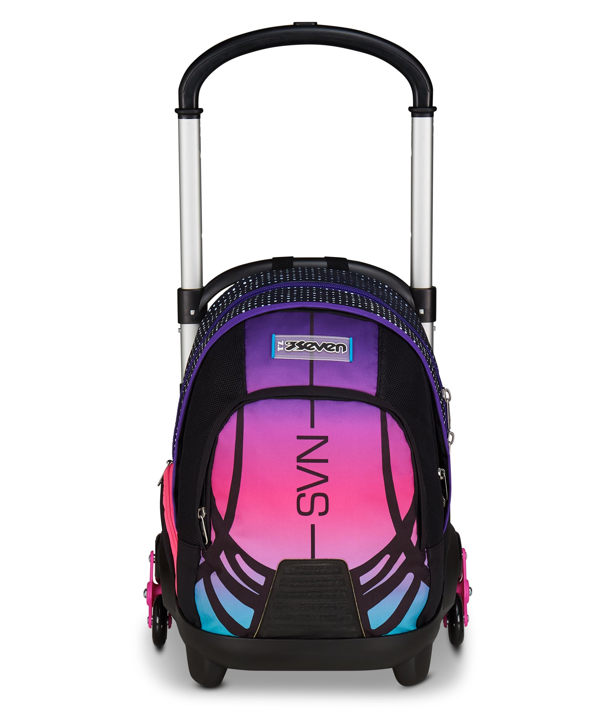 Seven Trolley Scuola Flex 3 Ruote, Fucsia, Zaino Con Carrello Sganciabile Da 31 Litri, Con Tasca PC, Tasca Borraccia, Multiuso, Maneggevole e Confortevole, Scuole Medie e Superiori, Ragazza | Zaino Con Carrello Sganciabile, Tasca PC, Tasca Borraccia, Mult