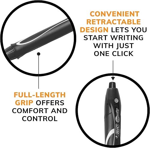 Miniatura 7 de BIC Cristal Xtra Smooth, pluma con bolígrafo mediano (1.0mm), caja de conteo 24, negro, 12 unidades, Negro