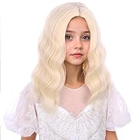 Vista 41 de Peluca rubia para niños, peluca ondulada corta y rizada para niñas, pelucas rubias doradas, pelucas de corte Bob rubio con raya lateral