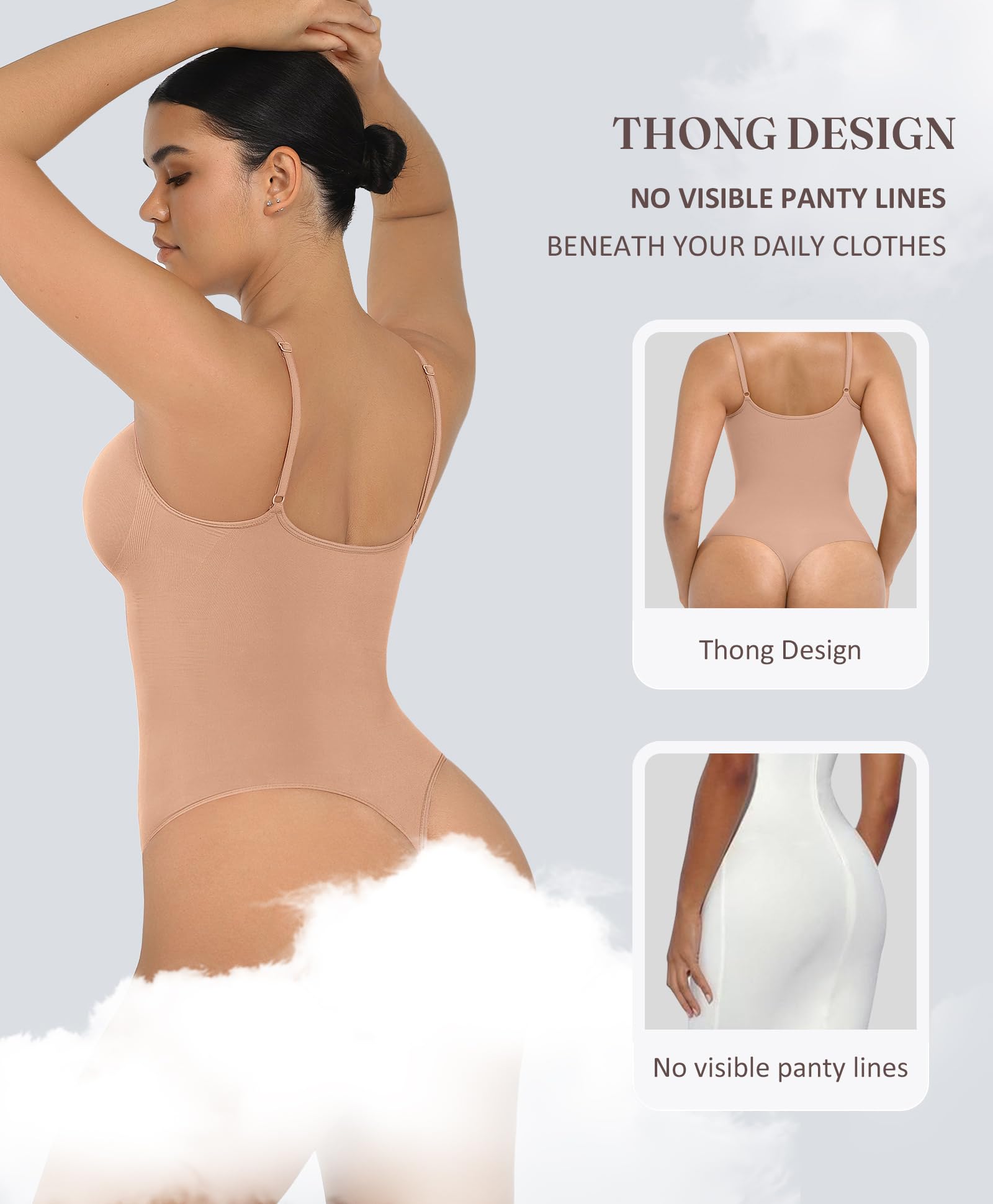FeelinGirl Contenitivo Modellante Intimo Donna Pancia Piatta Senza Cuciture Shapewear String Bodysui