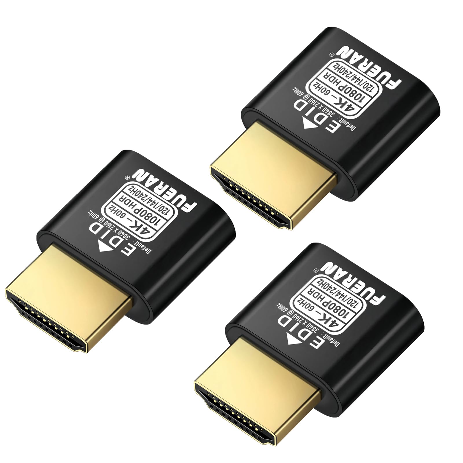 NEW HDMI Dummy Plug 4K HDR,4K@60Hz、1440P@120/144Hz、1080P@120/144/240Hz，edid Emulator Virtual Display Adapter,hdmi Headless Adapter,4K60Hz-default2160-3Pack