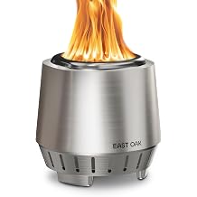 East Oak Fuoco 7 Inch Tabletop Smokeless Fire Pit, 3-in-1 Ash Pan Portable Wood &amp; Pellet Tabletop Firepit, Easy Clean Up, Stainless Steel Mini Fire Pit for Outside, Backyard, Patio, Camping &amp; Deck