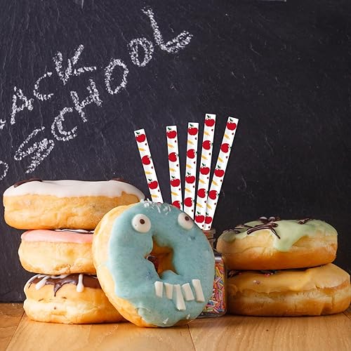 Miniatura 5 de Waline - 200 popotes de papel para el regreso a clases, popotes decorativos desechables para la escuela, suministros de fiesta de bienvenida