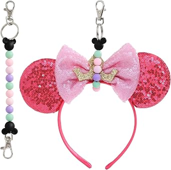 Nuolich Mouse Ear Holder for Backpack Bead Lanyard Keychain Trip Accessories Headband Display Organizer Bag Hanging Decor