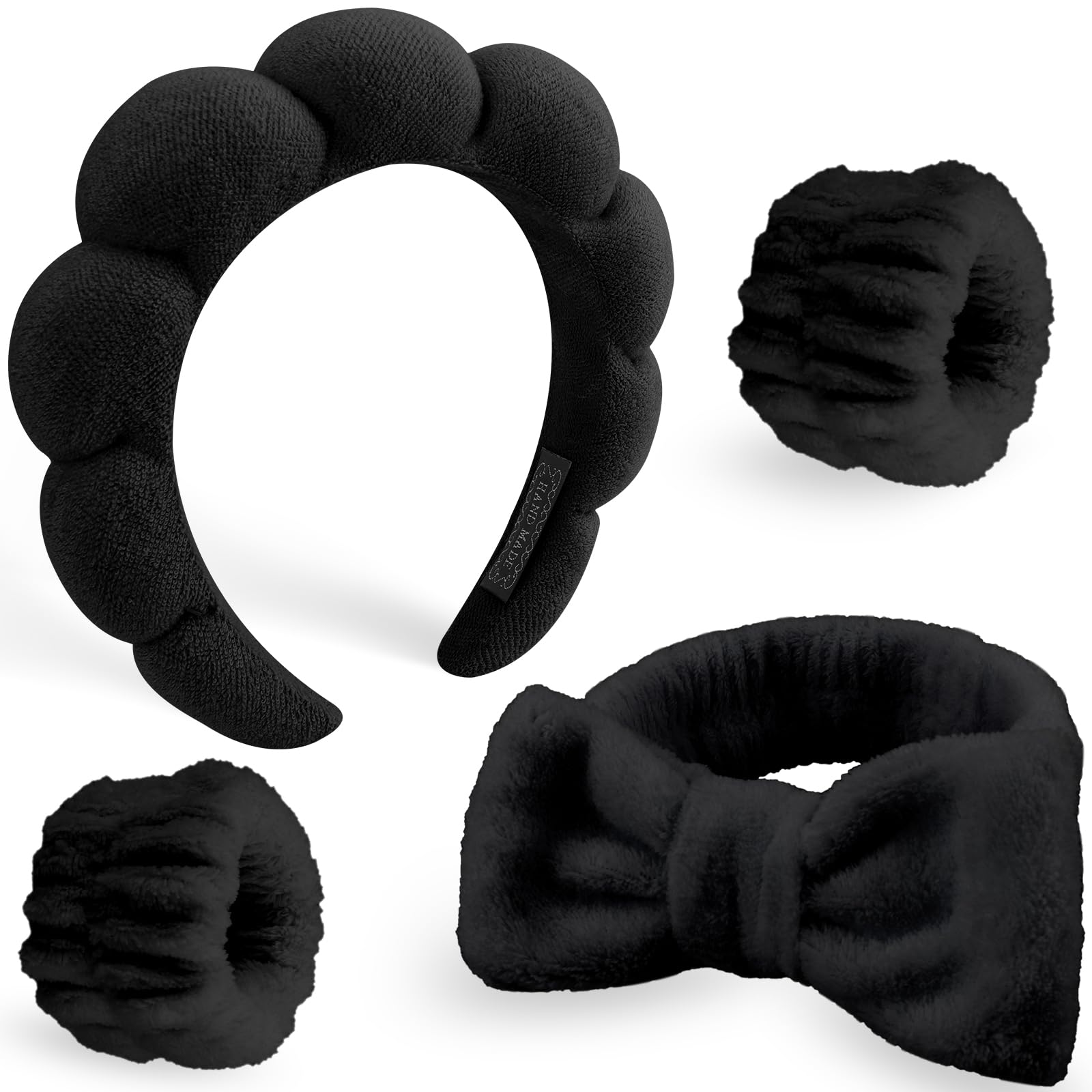 DRESHOW Spa Stirnband zum Waschen Gesicht Wristband Set Schwamm Weiches Frottee Make-up Hautpflege Anti-Rutsch-Stirnband Frottee Handtuch Stirnbänder für Damen Mädchen