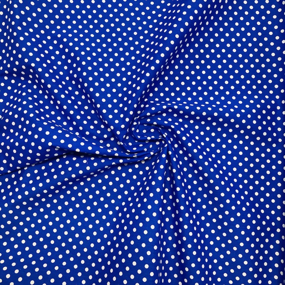 Polycotton 4mm Spot Fabric 44" Wide 112cm (Per Metre) (Royal)
