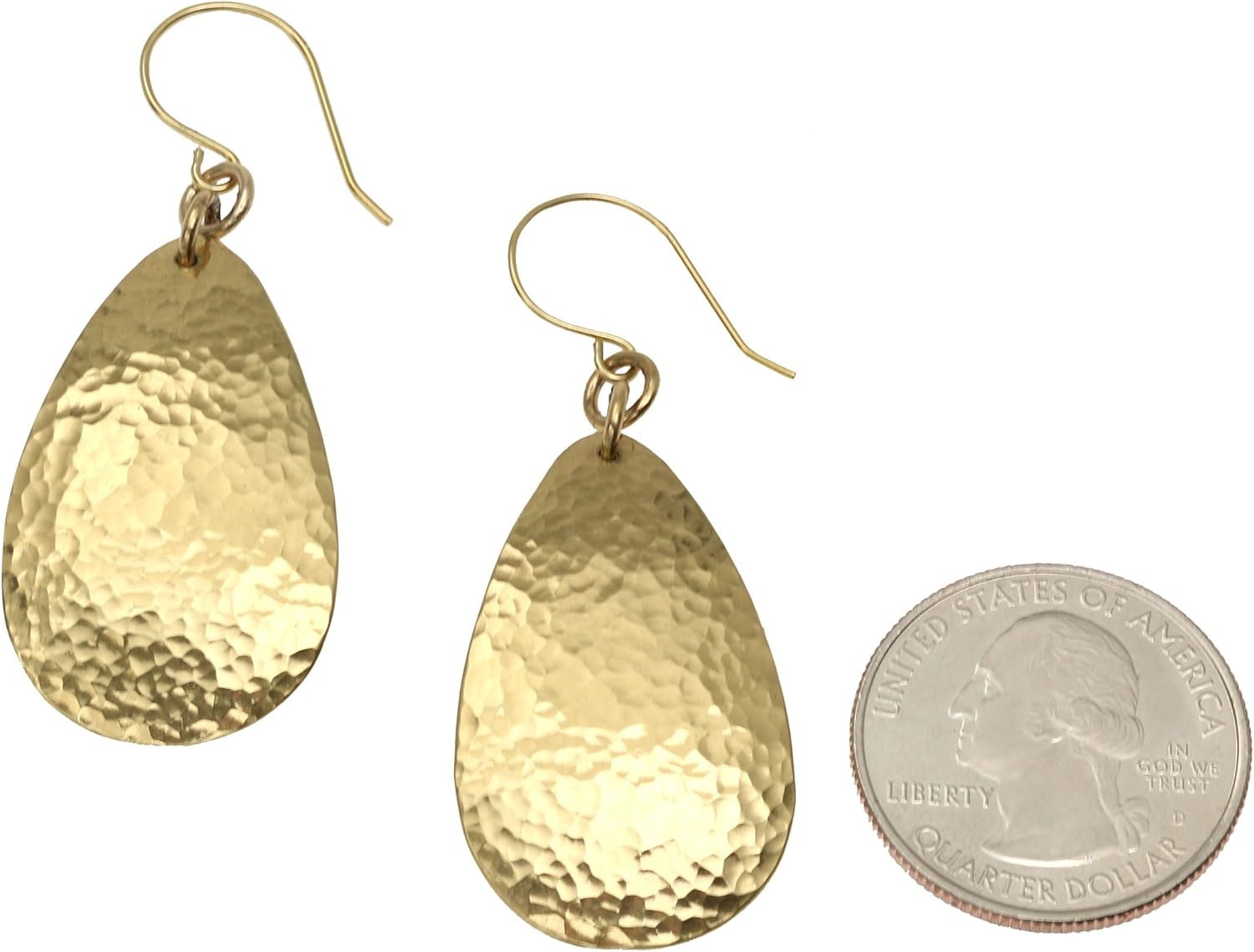 Hammered Tear Drop Nu Gold Brass Earrings By John S Brana Handmade Jewelry Brass Earrings