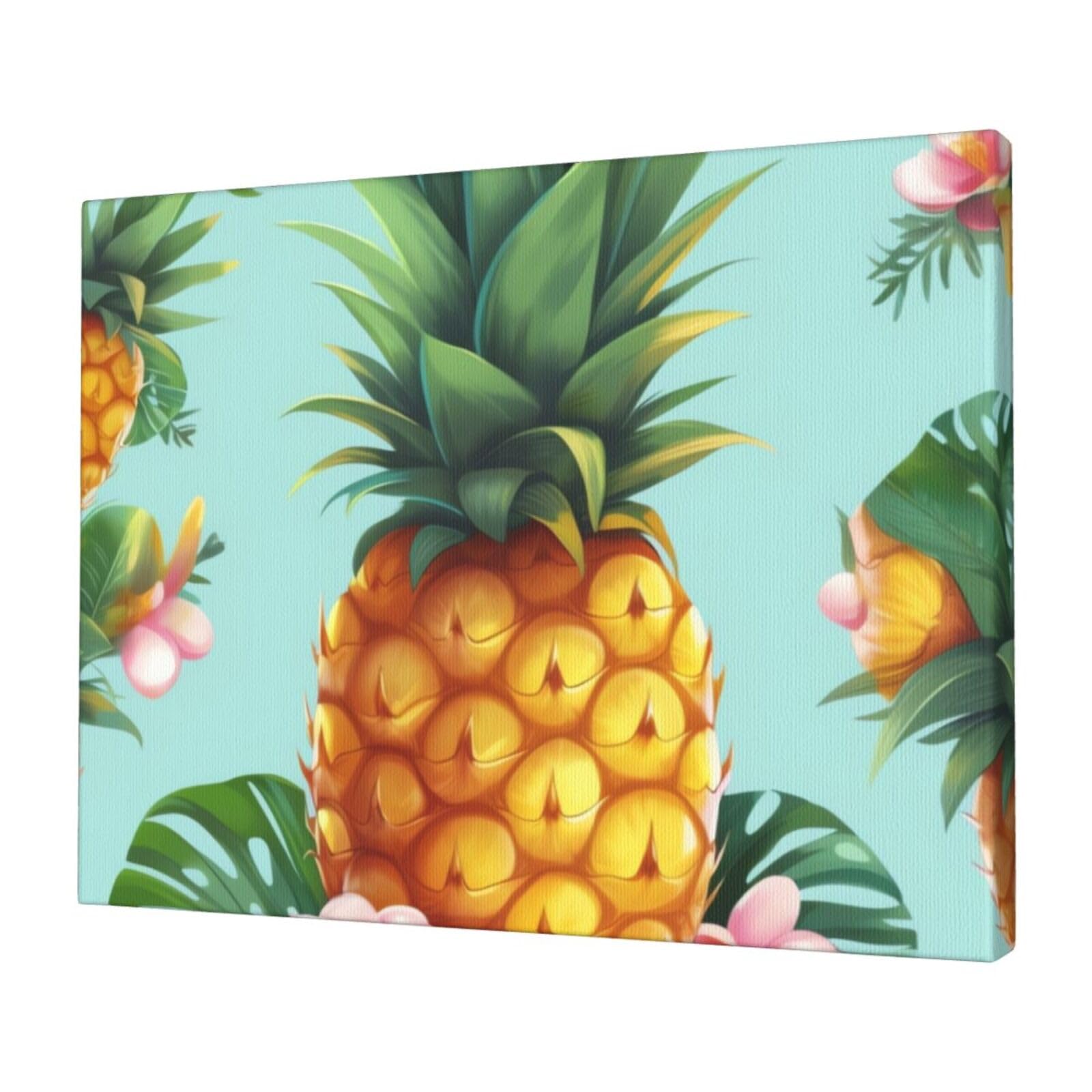 KLOPH Tropical Pineapple Canvas Wall Art for Living Room 12"x16" Modern Artwork Painting for Bathroom Hanging Canvas Prints Aesthetic Wallart for Bedroom Kitchen Office Wall Decor