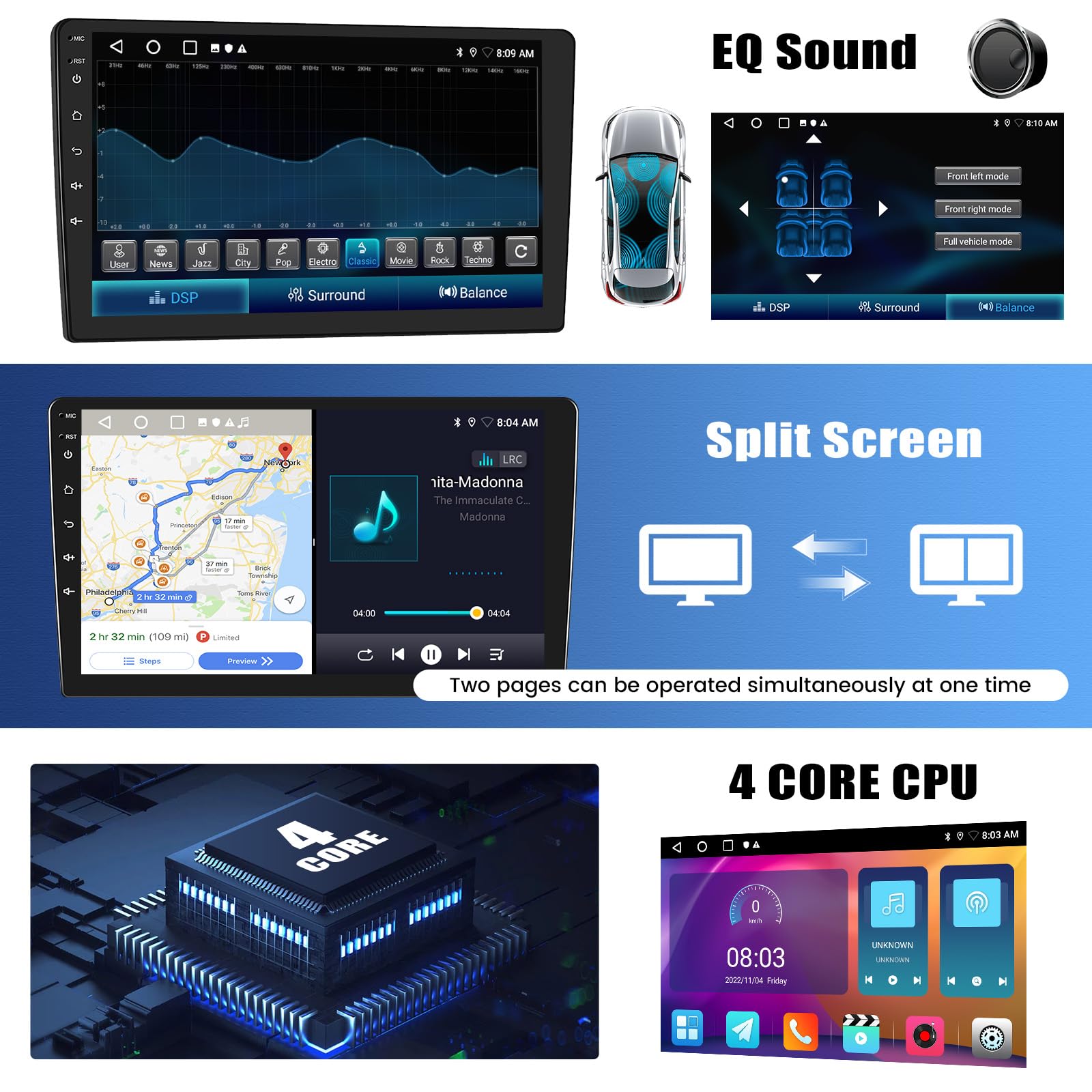Android 15, 2G+64G GOHHDL Autoradio 2 DIN para Toyota Auris 2006-2011 Carplay Android Auto, Pantalla Táctil de 10-Pulgadas, Radio para Coche con GPS WiFi EQ Bluetooth FM/RDS SWC +Cámara + Mic