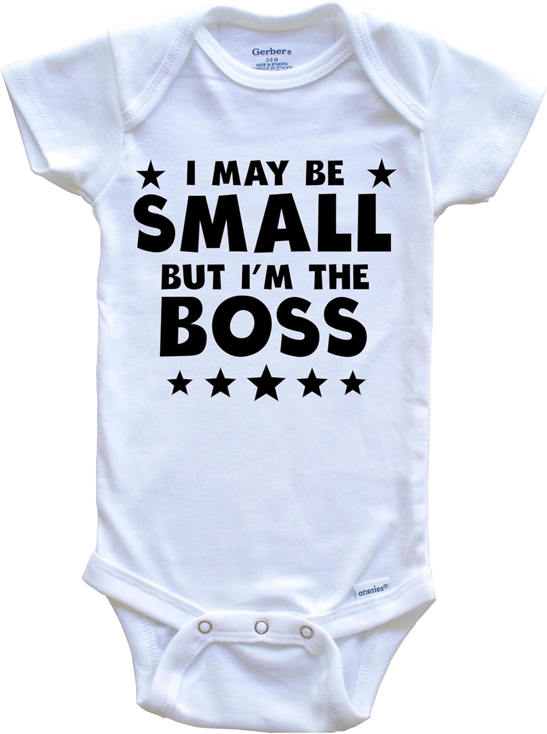 I May Be Small But I'm The Boss Funny One Piece Baby Bodysuit