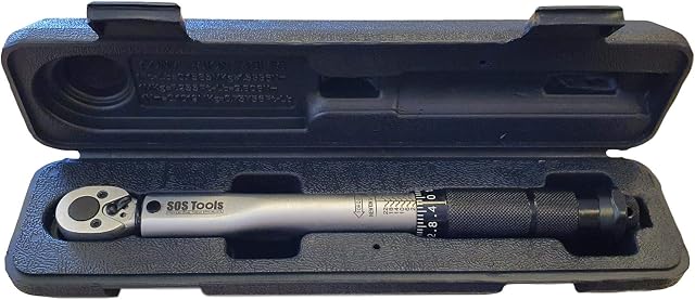 SOS Tools S1001-1/4" Inch Square Drive Torque Wrench Micrometer 2-24Nm/18-212in./lb. Calibration Certificate Ideal for Carbon Bikes, Professional Mechanics
