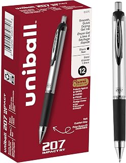 uniball™ 207 Impact Gel Pens, Bold Point (1.0mm), Black, 12 Pack