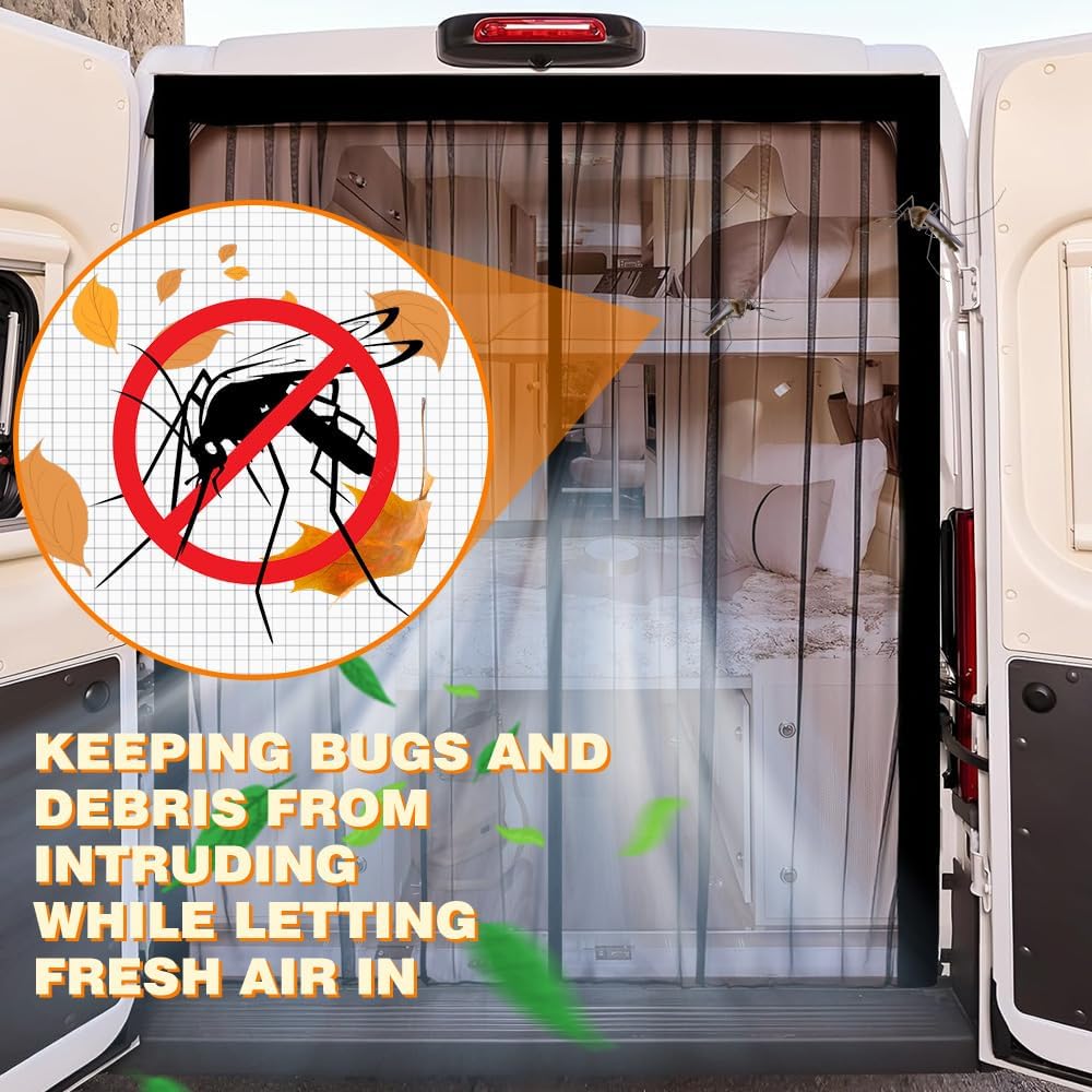 MACHSWON Trunk Sliding Tailgate Mesh Screen, Car Trunk Tailgate Net Curtain, Compatible with Ford Transit Rear or Sliding Doors, 65 Inch x 63 Inch, 1PC