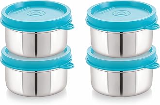 STEELLOCK Stainless Steel Airtight Container | Leak Proof Container/Storage/Lunch Box with Lid | BPA Free, Durable & Rust-Proof | SL-42-set of 4, 700ml each, Turquoise