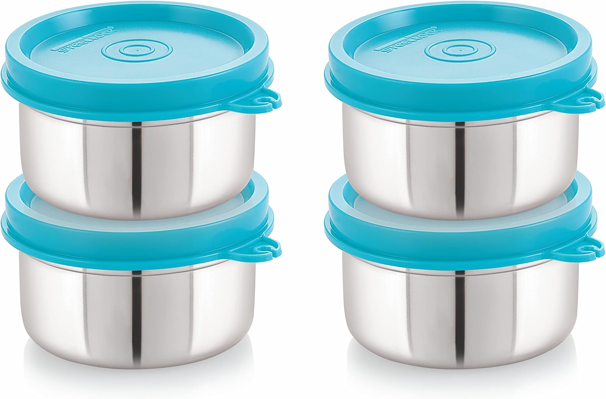 STEELLOCK Stainless Steel Airtight Container | Leak Proof Container/Storage/Lunch Box with Lid | BPA Free, Durable & Rust-Proof | SL-42-set of 4, 700ml each, Turquoise