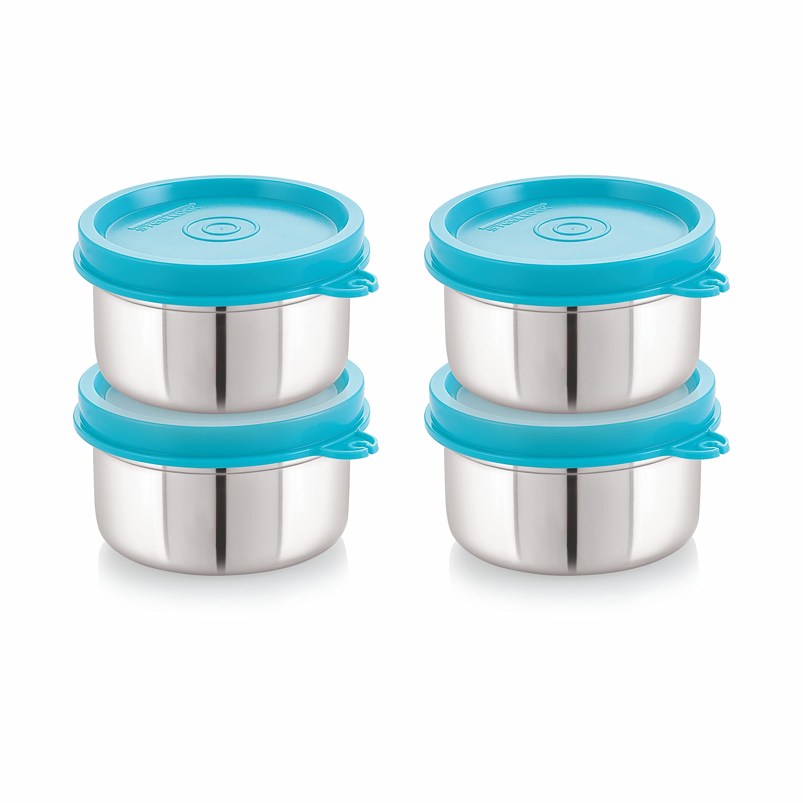 STEELLOCK Stainless Steel Airtight Container | Leak Proof Container/Storage/Lunch Box with Lid | BPA Free, Durable & Rust-Proof | SL-42-set of 4, 700ml each, Turquoise