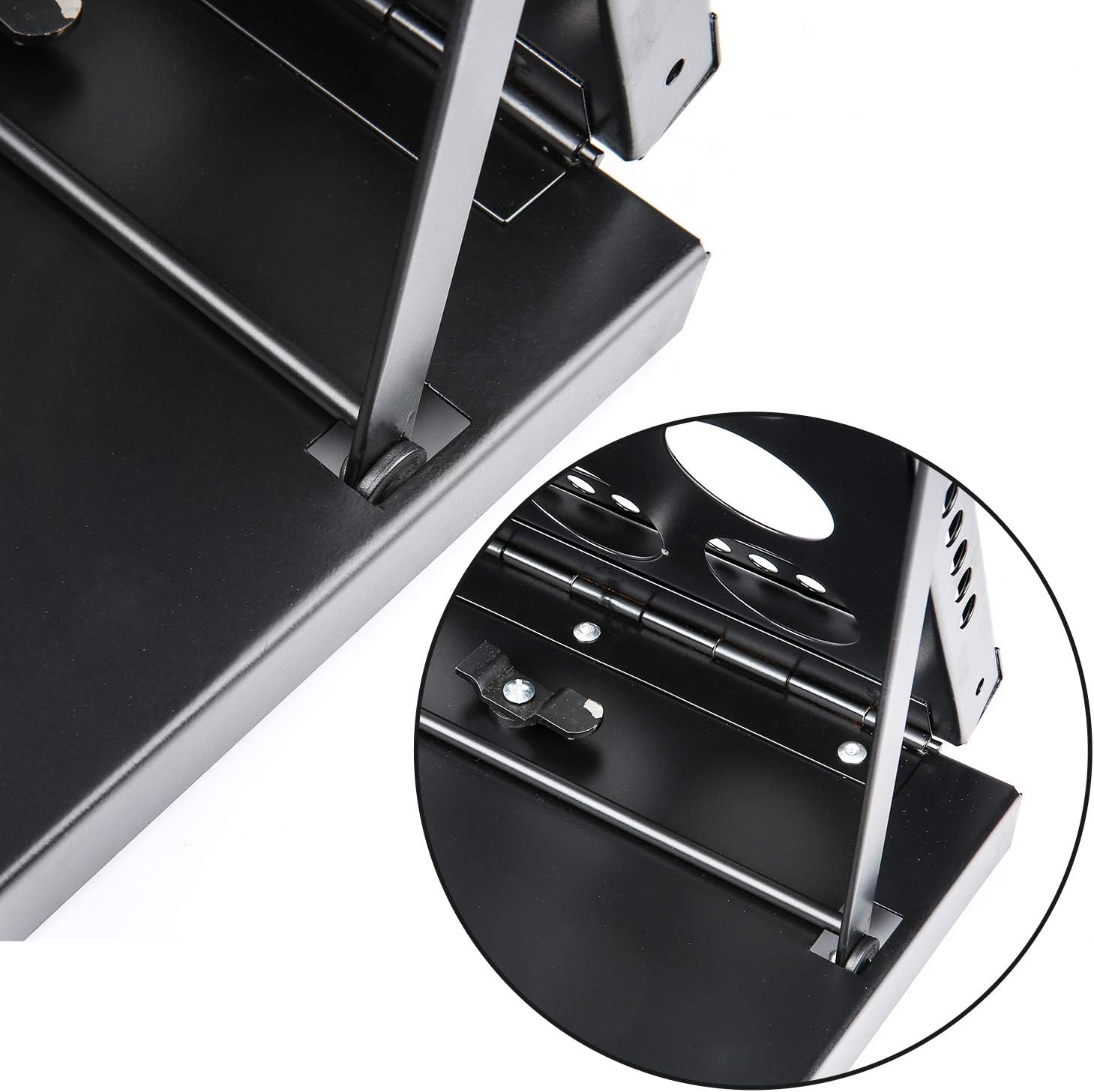 Polmart 4-Tier Brochure Literature Display Floor-Stand Rack with Adjustable Pockets. Portable Collapsible Design with Carry Bag for Trade Shows, Offices, Retail Stores (Black)