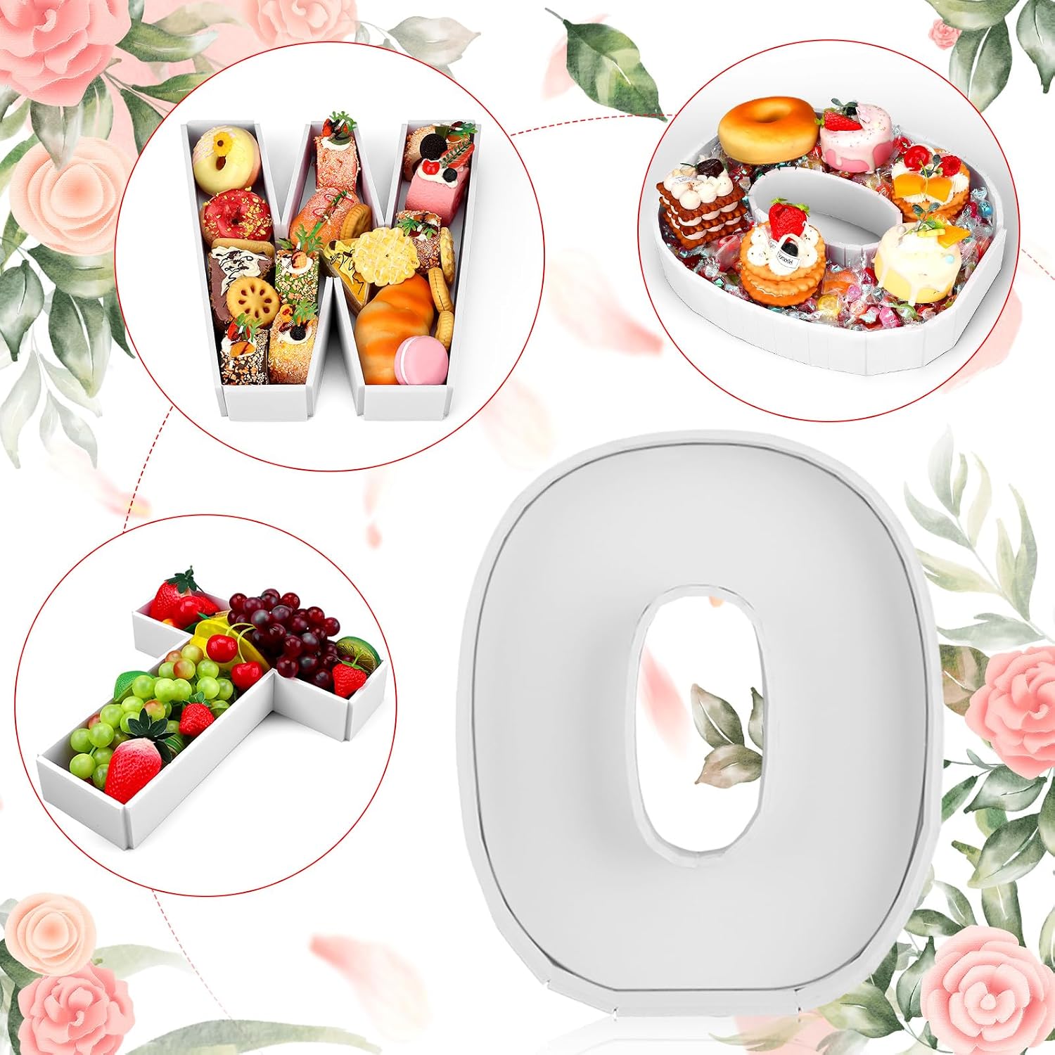 Rossesay 3 Pcs Large Charcuterie Letter 12'' Fillable Tray Charcuterie Box DIY Cardboard Letter Trays for Food 1st 2nd Birthday Anniversary Baby Shower Party Dessert Table(Two)