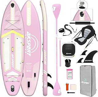AKSPORT 11' aufblasbares SUP Board mit Premium-Zubehörset 34 Zoll extra breit rutschfeste Deckoberfläche, Stand Up Paddling Board für Erwachsene Jugendliche alle Level