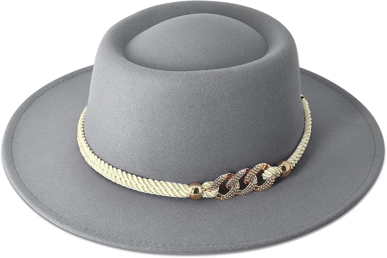 Lisianthus Women Wide Brim Fedora Hat with Belt Buckle Pork Pie Hat