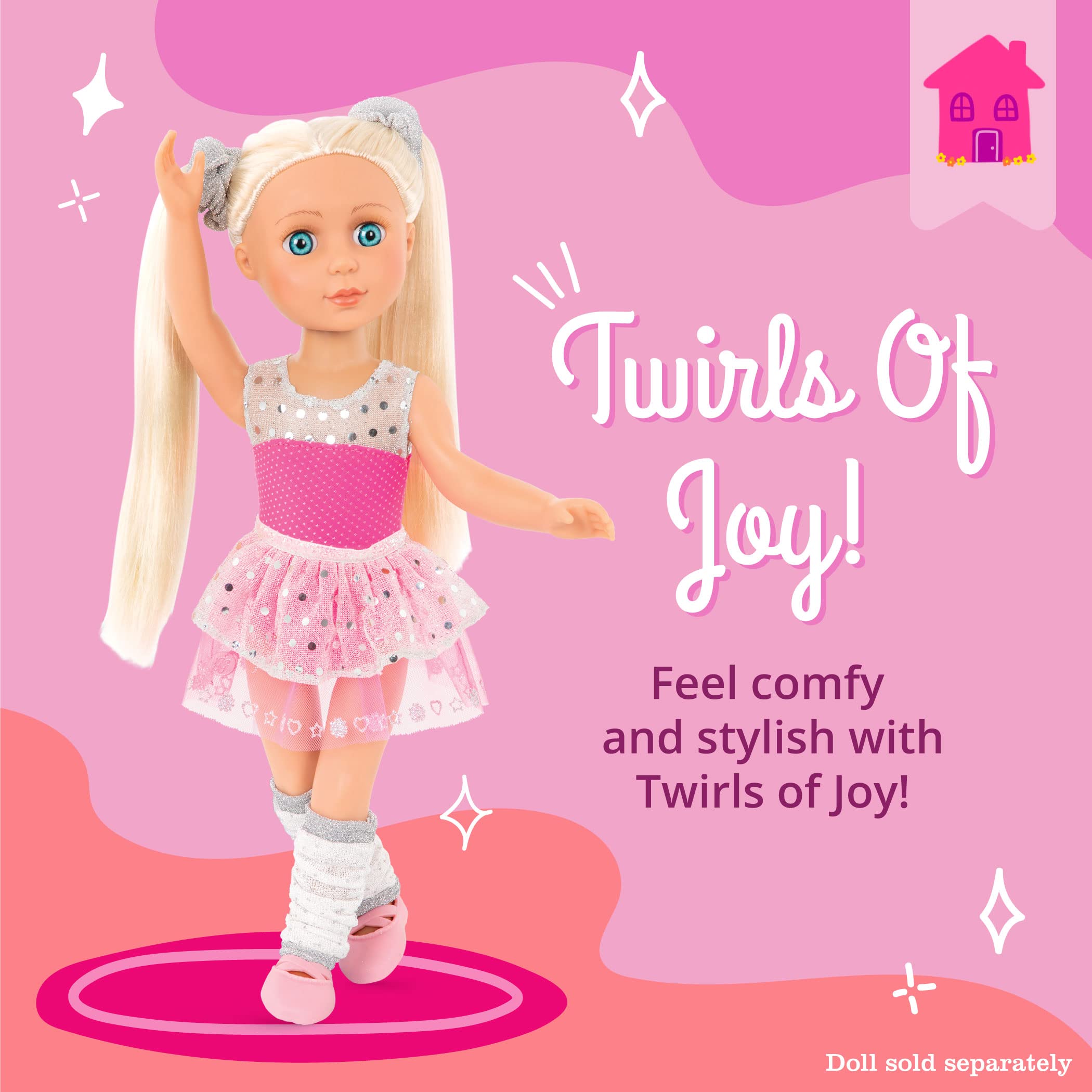 Glitter Girls Dolls by Battat – Twirls of Joy strój baleriny, serca i gwiazdy, sukienka baletowa, gumki do włosów, buty, ubrania dla lalek 35 cm i akcesoria dla dzieci w wieku od 3 lat, zabawki dla