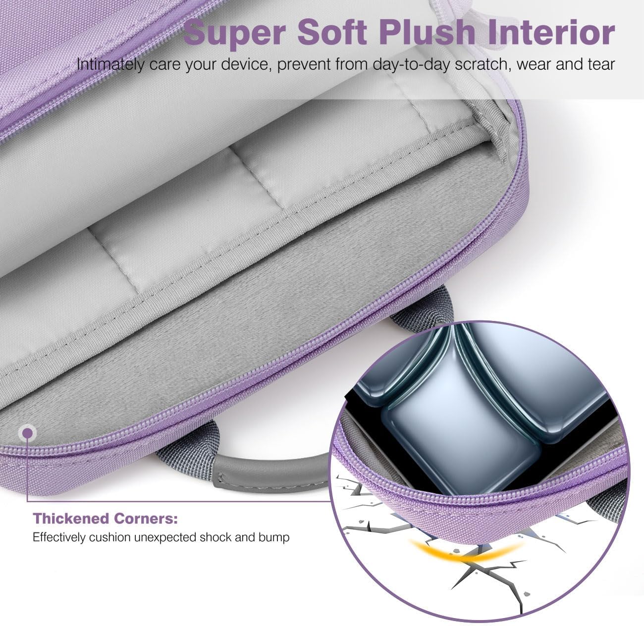 Dadanism 13 Inch Tablet Sleeve Bag with Shoulder Strap & Handle for New iPad Air 13" M4/M3 2026/2025, iPad Pro 13" M5/M4 2025/2024, iPad Pro 12.9", Galaxy Tab S10+/S9 FE+/S9+ 12.4", Grey Purple