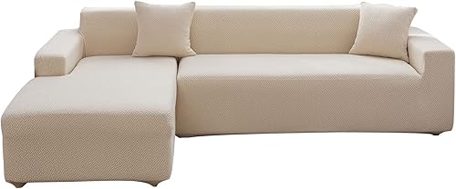 OKYUK Funda para sofá modular en forma de L, 2 fundas de sofá jacquard de alta elasticidad de 3 + 3 asientos + 2 fundas de almohada, protector