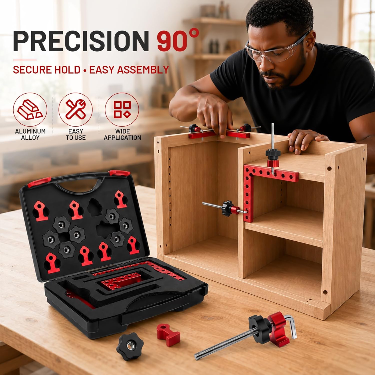 8Pcs Right Angle Clamps, 5.5" & 3.14" Precise Woodworking Corner Clamps | Cabinet Clamp, 90 Degree Corner Clamps for Woodworking, CNC-Machined Corner Clamps for Drawer Building, Furniture Repair, DIY