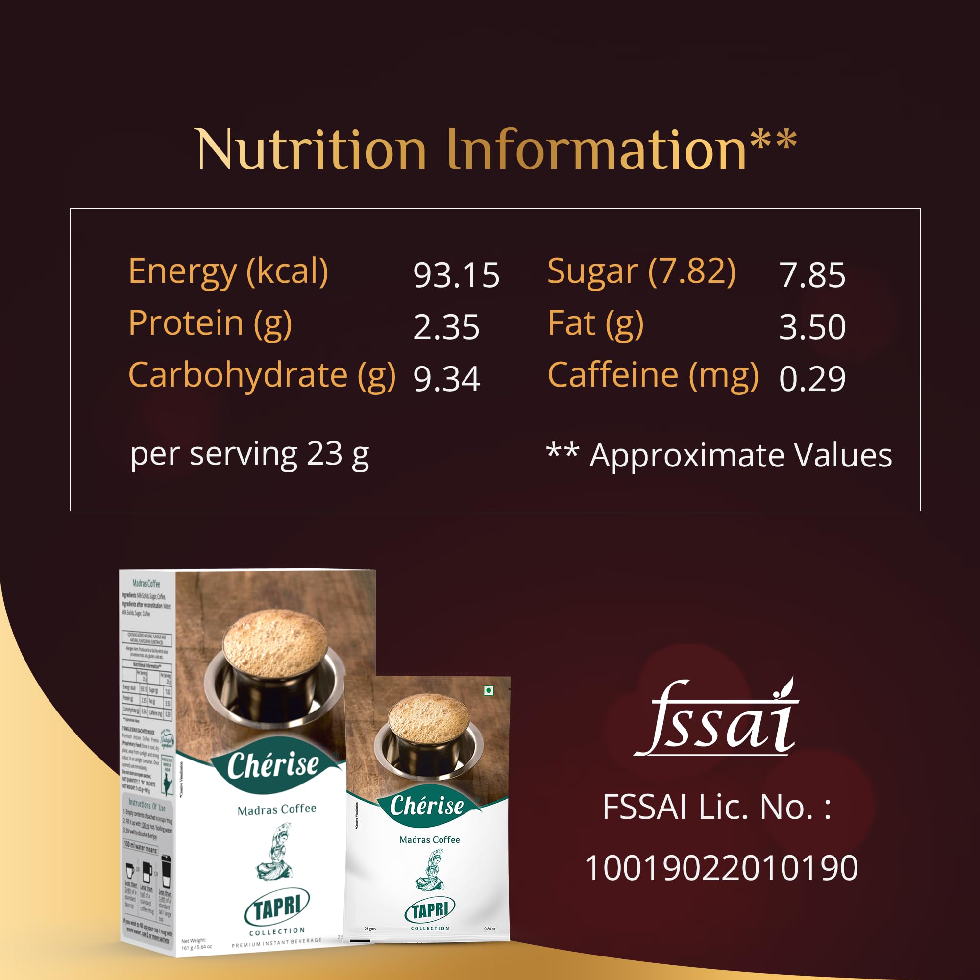 Cherise Tapri Premium Madras Coffee Instant Premix (23 g x 7