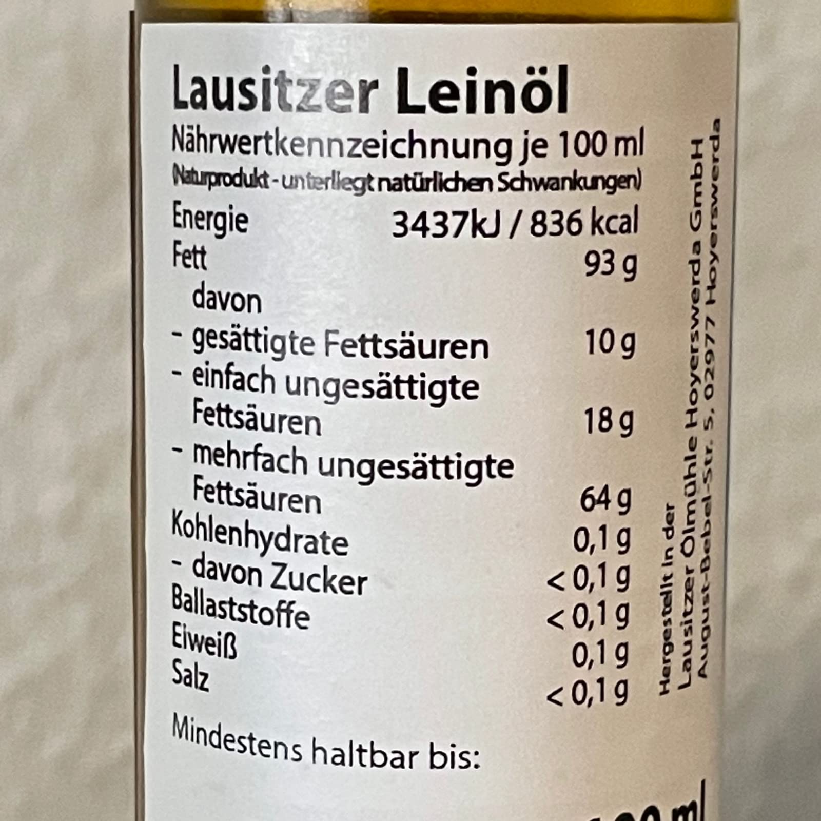 6 x Lausitzer Leinöl (kaltgepresstes Leinöl), 6x 100ml