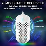 DIERYA xTMKB M1SE Gaming Mouse, 12.8K DPI Optical Sensor, Ultralight Honeycomb Mouse, Programmable Buttons, Customizable RGB, Ergonomic Design Computer Wired Mouse for Windows PC Gamers, White