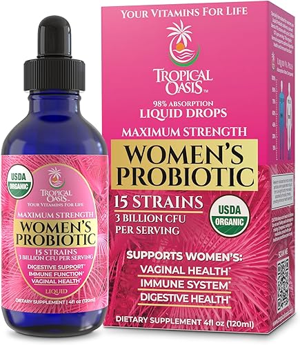 Probiótico Líquido Orgánico USDA para Mujeres Equilibrio de pH, UT y Salud Femenina Apoyo Digestivo, Salud Inmunológica e Intestinal 15 Cepas