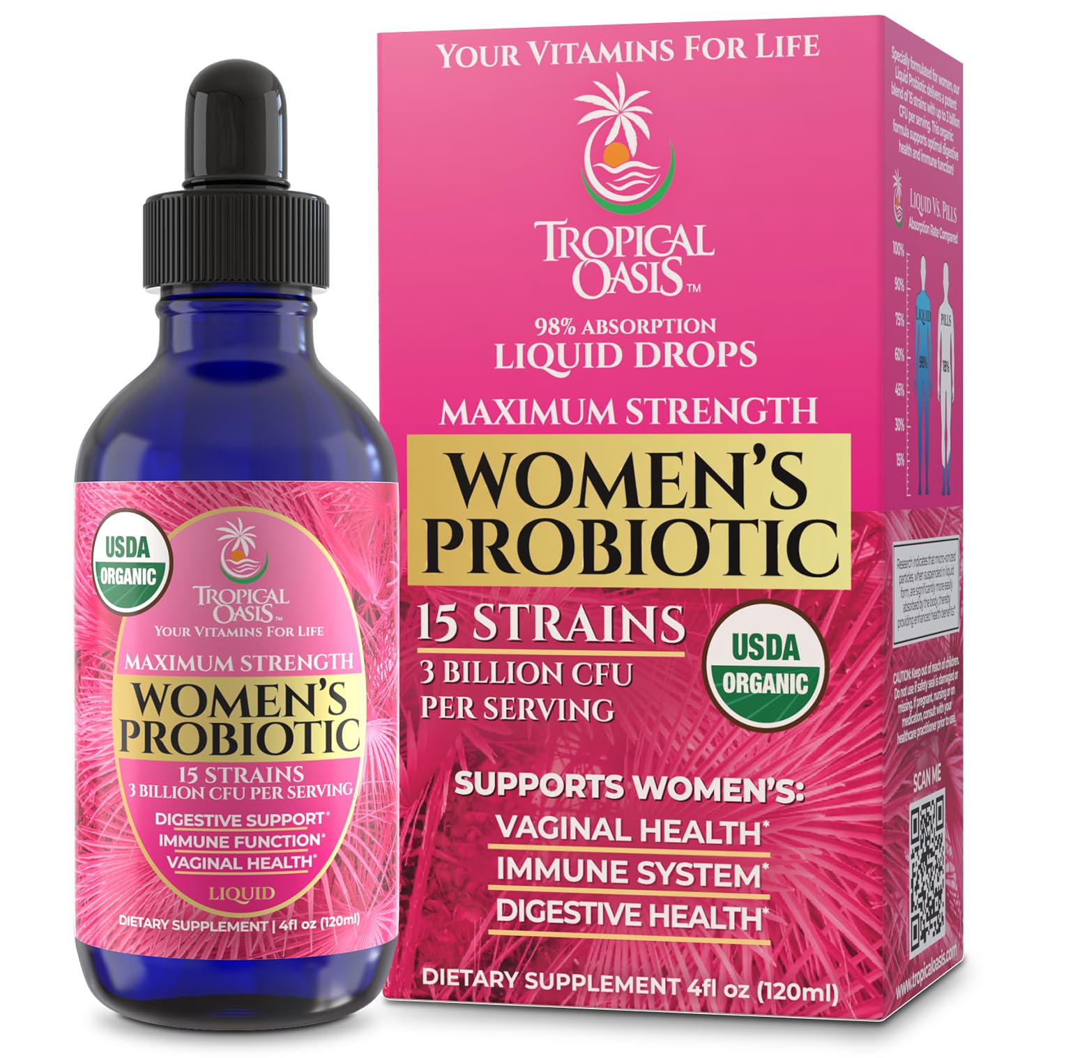 Tropical Oasis Organic Liquid Probiotic for Women