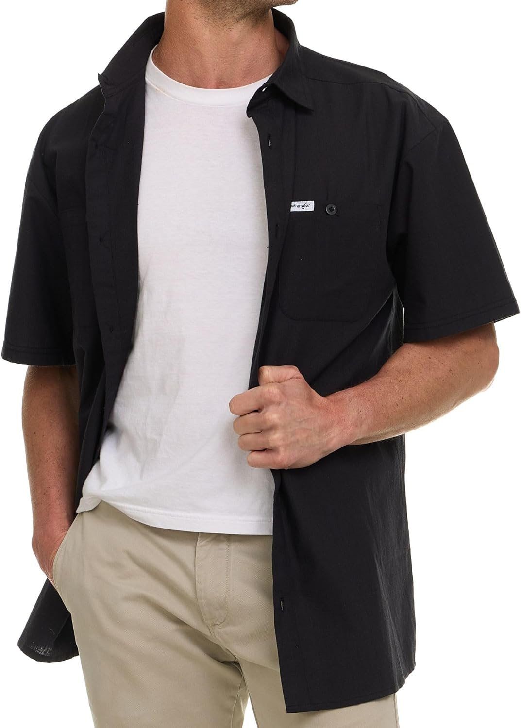 Wrangler Button Up Shirts for Men Big and Tall - Chambray Woven Short Sleeve Casual Shirt - Image 3