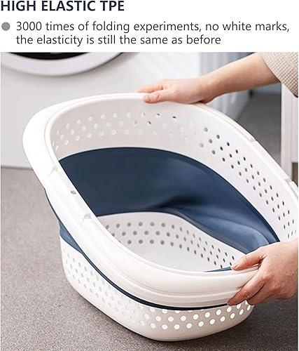 Miniatura 2 de Cestas plegables de plástico para la lavandería, 40 litros (10.5 galones) con asa reforzada, organizador portátil de 2 unidades, para lavandería,